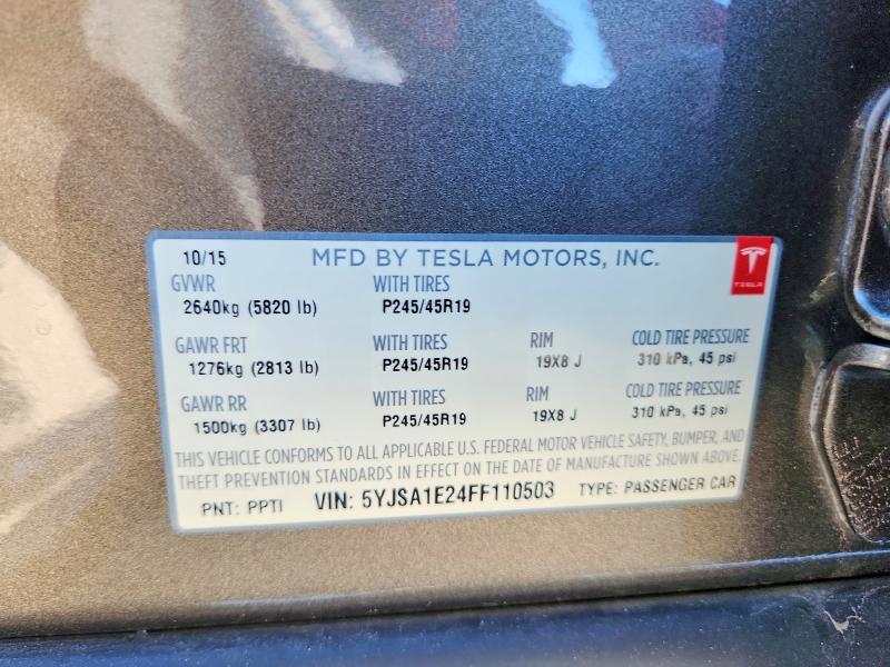 Aukcja sprzedaży 2015 Tesla Model S, vin: 5YJSA1E24FF110503, numer aukcji: 67118266