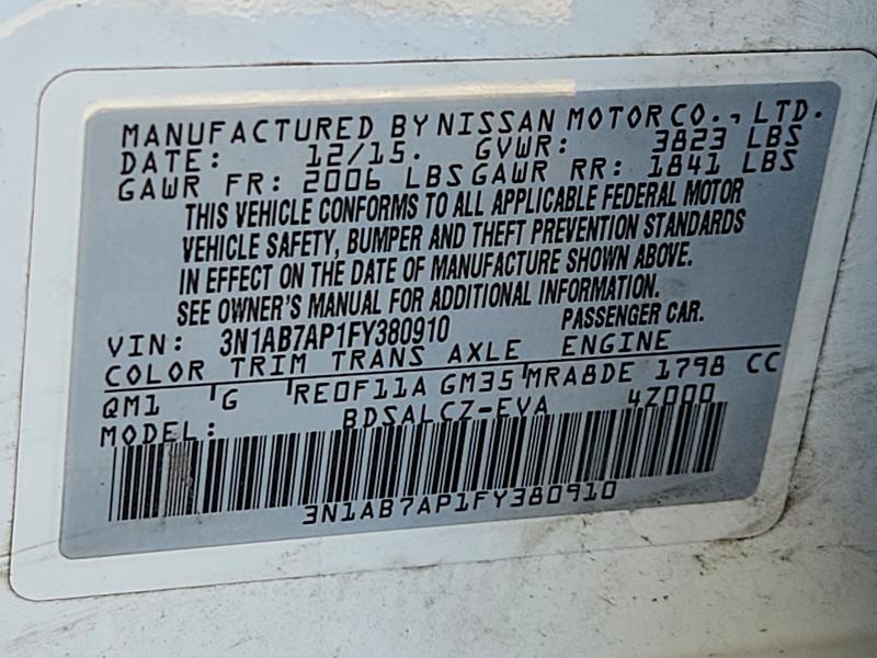 Продаж на аукціоні авто 2015 Nissan Sentra, vin: 3N1AB7AP1FY380910, номер лоту: 66876356