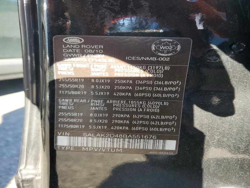 68890646 :رقم المزاد ، SALAK2D48BA551676 vin ، 2011 Land Rover Lr4 مزاد بيع