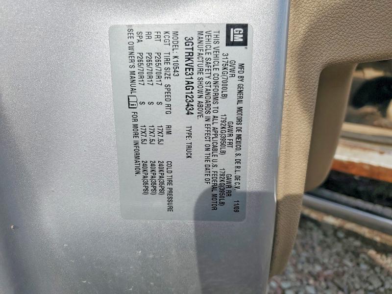 68844476 :رقم المزاد ، 3GTRKVE31AG123434 vin ، 2010 Gmc Sierra مزاد بيع