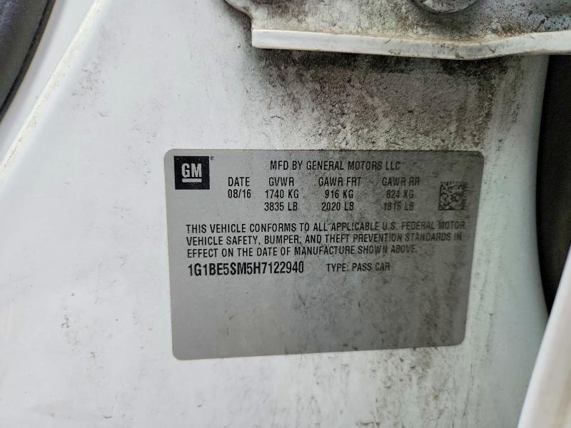 Продажа на аукционе авто 2017 Chevrolet Cruze, vin: 1G1BE5SM5H7122940, номер лота: 69911216