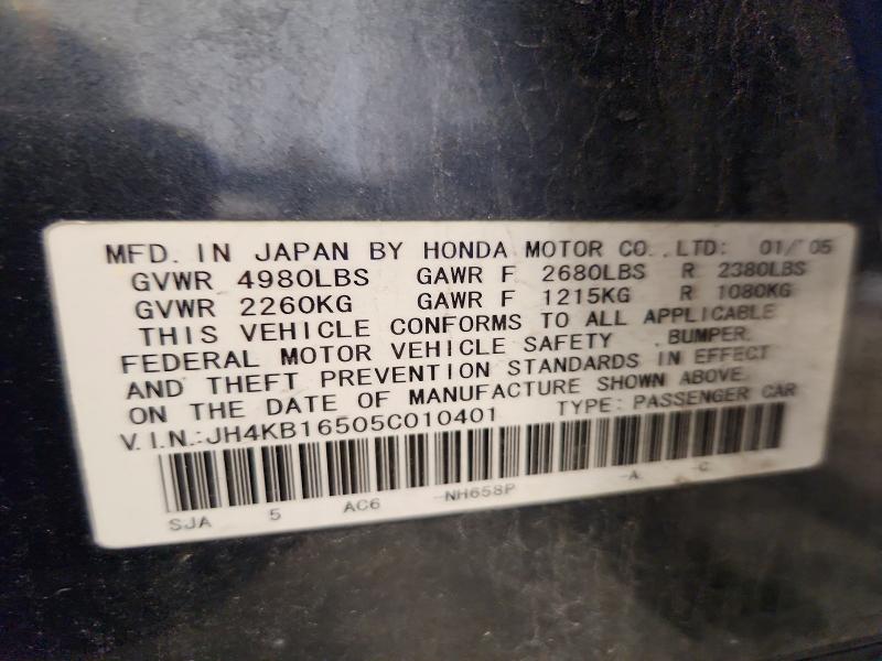 68651416 :رقم المزاد ، JH4KB16505C010401 vin ، 2005 Acura Rl مزاد بيع