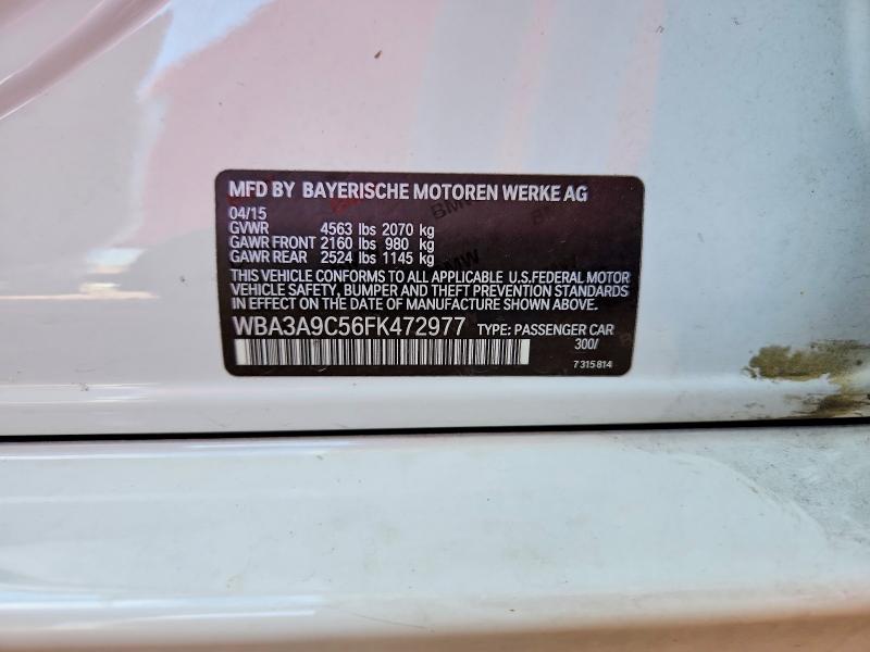69916496 :رقم المزاد ، WBA3A9C56FK472977 vin ، 2015 Bmw 335 مزاد بيع