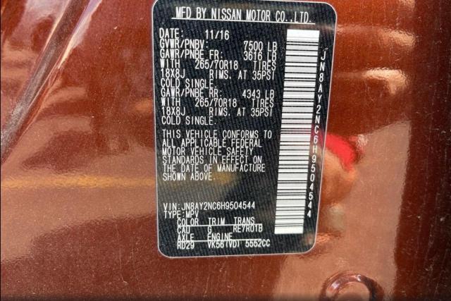 Продажа на аукционе авто 2017 Nissan Armada, vin: JN8AY2NC6H9504544, номер лота: 69829706
