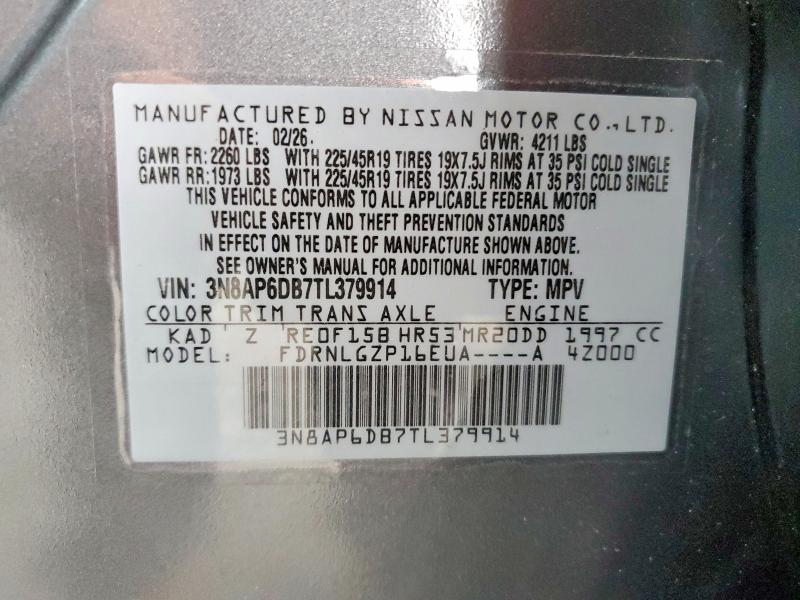 Aukcja sprzedaży 2026 Nissan Kicks, vin: 3N8AP6DB7TL379914, numer aukcji: 69724086