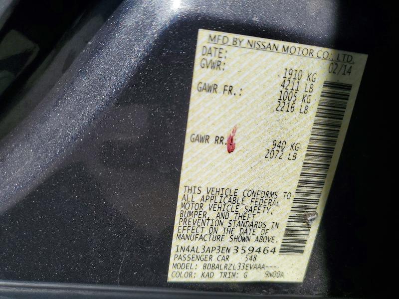 2014 Nissan Altima მანქანა იყიდება აუქციონზე, vin: 1N4AL3AP3EN359464, აუქციონის ნომერი: 70667886