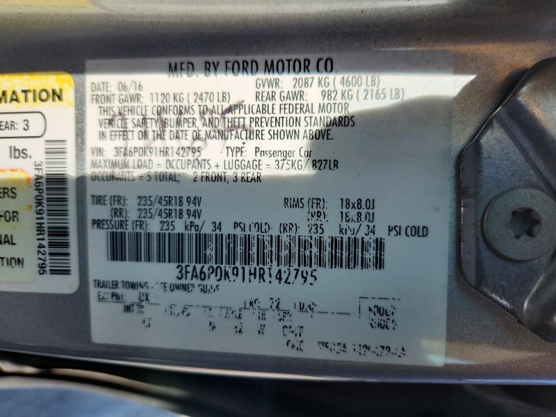 Aukcja sprzedaży 2017 Ford Fusion, vin: 3FA6P0K91HR142795, numer aukcji: 69864116
