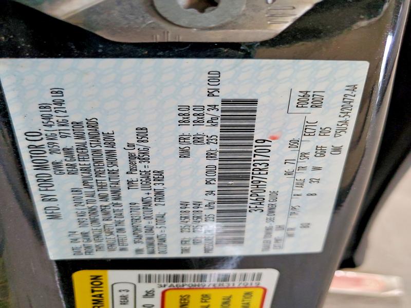 Продаж на аукціоні авто 2014 Ford Fusion, vin: 3FA6P0H97ER317019, номер лоту: 67745446