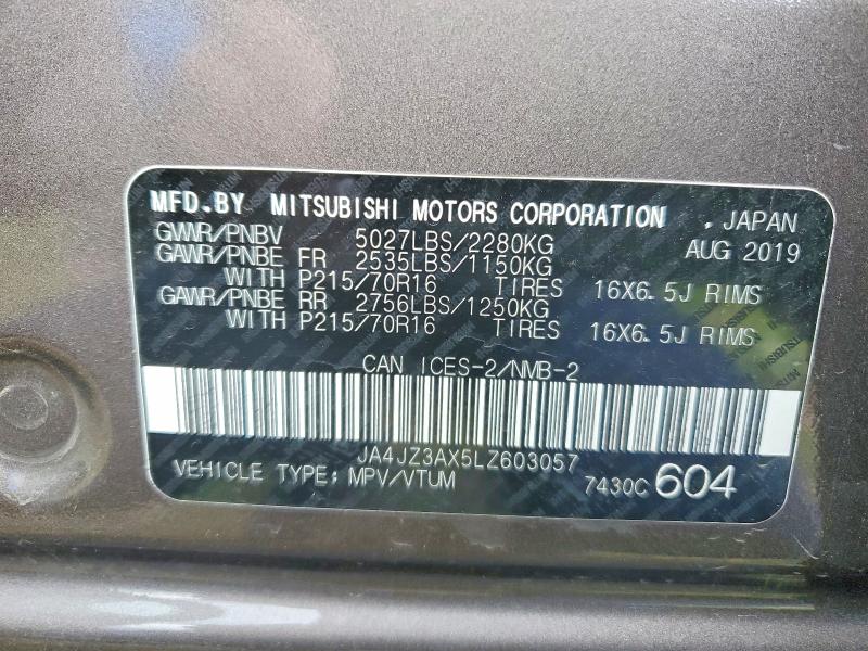 68542356 :رقم المزاد ، JA4JZ3AX5LZ603057 vin ، 2020 Mitsubishi Outlander مزاد بيع