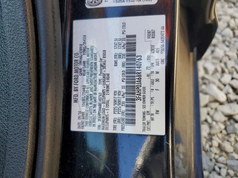 2011 Ford Fusion მანქანა იყიდება აუქციონზე, vin: 3FAHP0JA6BR140763, აუქციონის ნომერი: 68113656