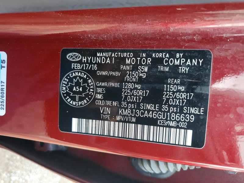 Продаж на аукціоні авто 2016 Hyundai Tucson, vin: KM8J3CA46GU186639, номер лоту: 64947156