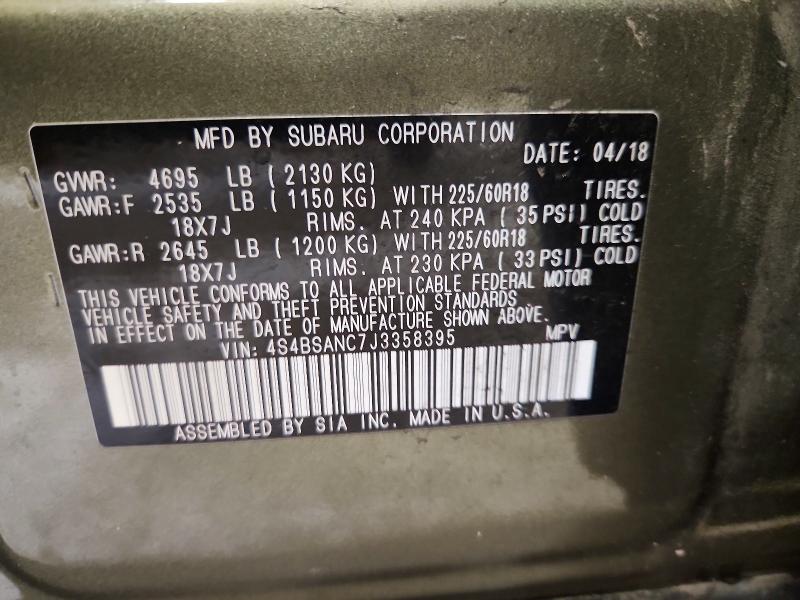 Продажа на аукционе авто 2018 Subaru Outback, vin: 4S4BSANC7J3358395, номер лота: 67667676
