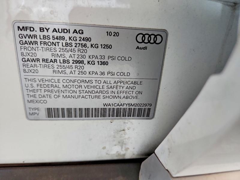 Aukcja sprzedaży 2021 Audi Q5, vin: WA1CAAFY5M2022979, numer aukcji: 67544956