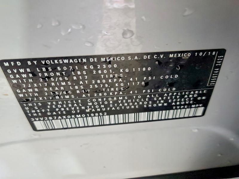 67088656 :رقم المزاد ، 3VV2B7AX0KM019852 vin ، 2019 Volkswagen Tiguan مزاد بيع