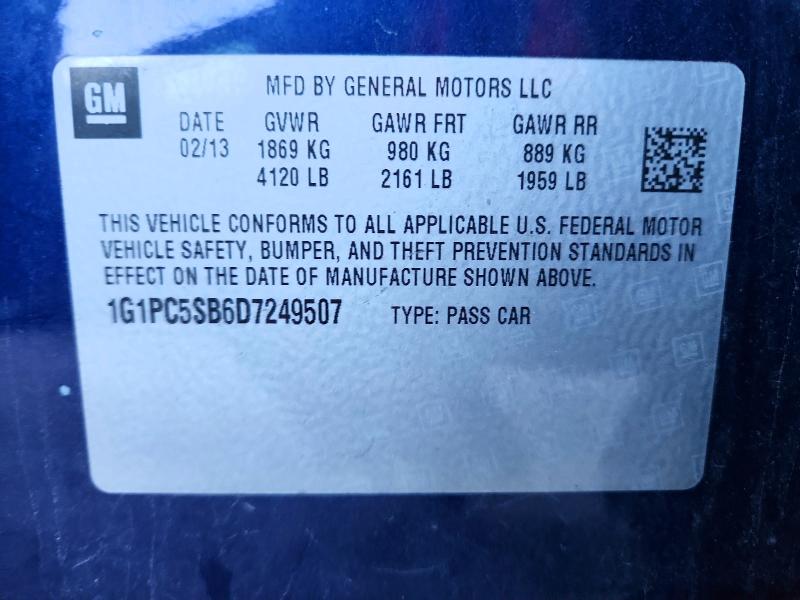 Aukcja sprzedaży 2013 Chevrolet Cruze, vin: 1G1PC5SB6D7249507, numer aukcji: 66229896