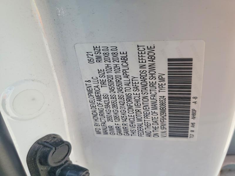 67289576 :رقم المزاد ، 5FNYF6H29MB086524 vin ، 2021 Honda Pilot مزاد بيع