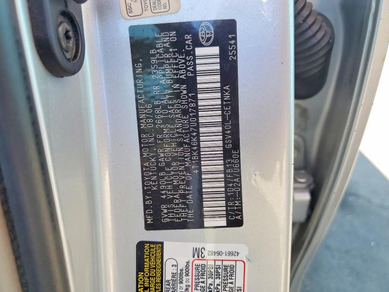 69975016 :رقم المزاد ، 4T1BK46K47U017871 vin ، 2007 Toyota Camry مزاد بيع