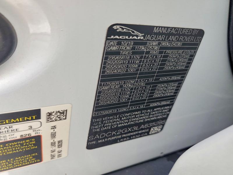 Продажа на аукционе авто 2020 Jaguar F-pace, vin: SADCK2GX3LA635285, номер лота: 70175396