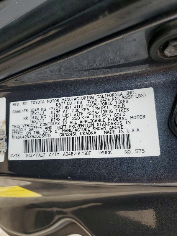 Aukcja sprzedaży 2009 Toyota Tacoma, vin: 5TEUU42N39Z625902, numer aukcji: 70475176
