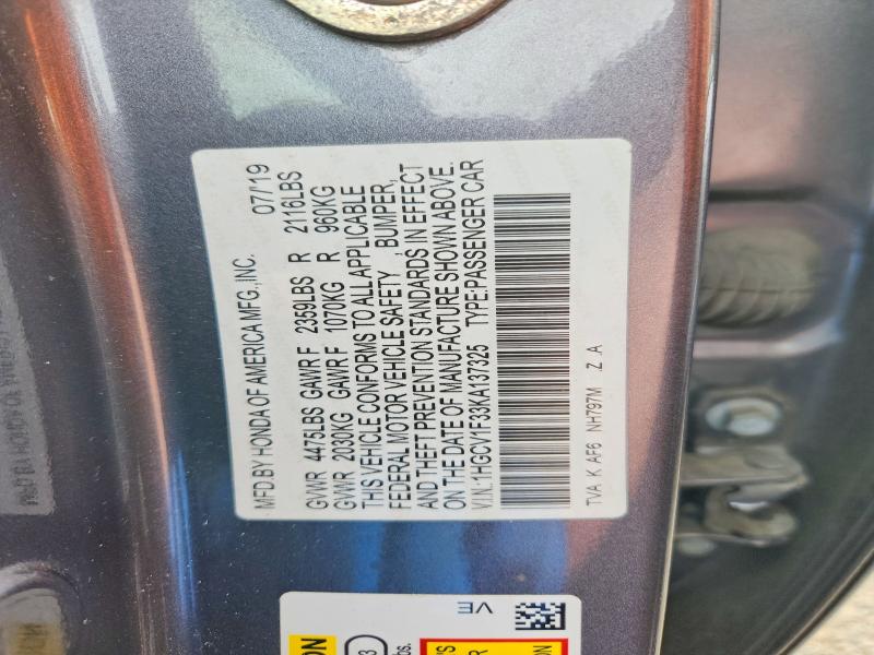 2019 Honda Accord მანქანა იყიდება აუქციონზე, vin: 1HGCV1F33KA137325, აუქციონის ნომერი: 69758126