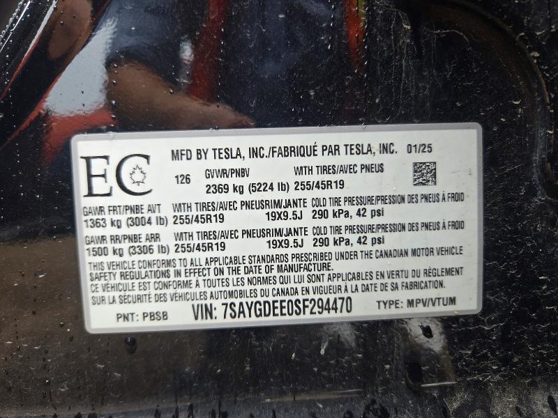 2025 Tesla Model Y მანქანა იყიდება აუქციონზე, vin: 7SAYGDEE0SF294470, აუქციონის ნომერი: 67830976