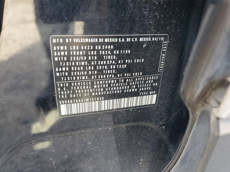 Aukcja sprzedaży 2018 Volkswagen Tiguan, vin: 3VV4B7AX0JM151839, numer aukcji: 69364316