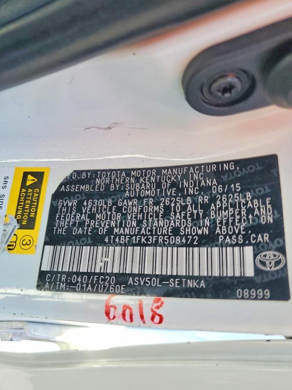 Продаж на аукціоні авто 2015 Toyota Camry, vin: 4T4BF1FK3FR508472, номер лоту: 65961906