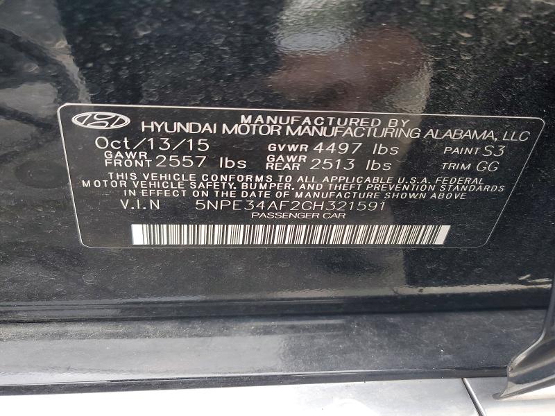2016 Hyundai Sonata მანქანა იყიდება აუქციონზე, vin: 5NPE34AF2GH321591, აუქციონის ნომერი: 70916166