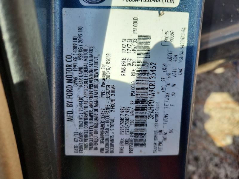 Продажа на аукционе авто 2012 Ford Fusion, vin: 3FAHP0HA9CR135452, номер лота: 69866306