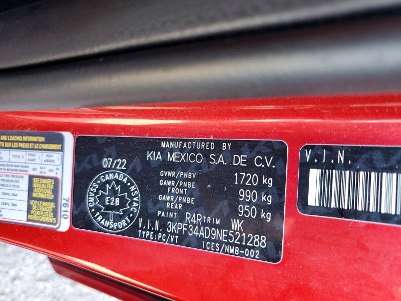 2022 Kia Forte მანქანა იყიდება აუქციონზე, vin: 3KPF34AD9NE521288, აუქციონის ნომერი: 68765056