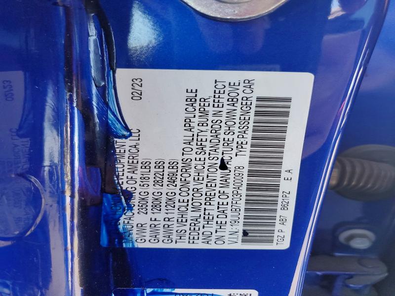66413856 :رقم المزاد ، 19UUB7F03PA000978 vin ، 2023 Acura Tlx مزاد بيع