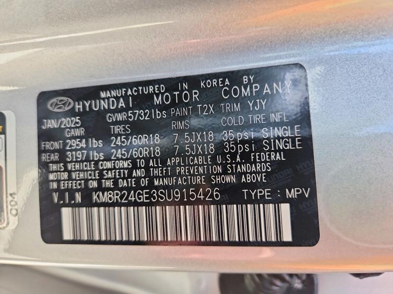 69553216 :رقم المزاد ، KM8R24GE3SU915426 vin ، 2025 Hyundai Palisade مزاد بيع