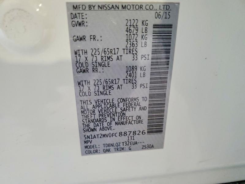 Продажа на аукционе авто 2015 Nissan Rogue, vin: 5N1AT2MV0FC887826, номер лота: 67907926