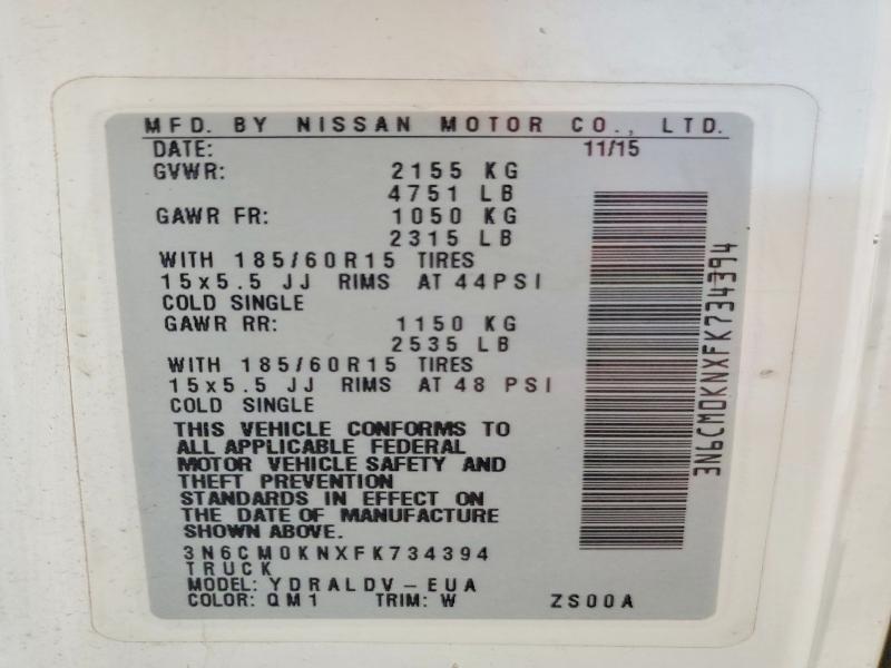 Aukcja sprzedaży 2015 Nissan Nv200, vin: 3N6CM0KNXFK734394, numer aukcji: 69724366