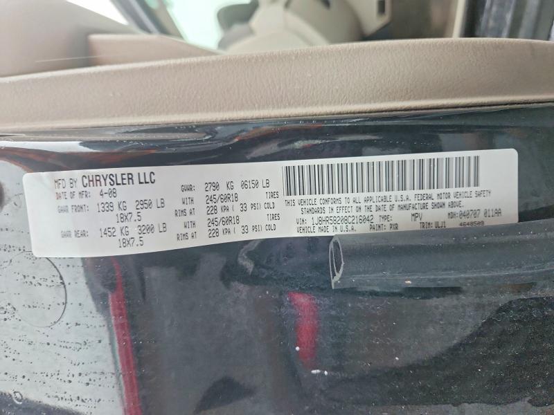 67263786 :رقم المزاد ، 1J8HR58208C216042 vin ، 2008 Jeep Grand Cherokee مزاد بيع