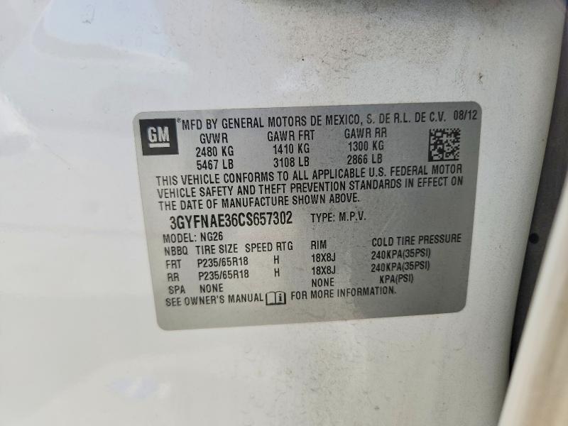 2012 Cadillac Srx მანქანა იყიდება აუქციონზე, vin: 3GYFNAE36CS657302, აუქციონის ნომერი: 68565086