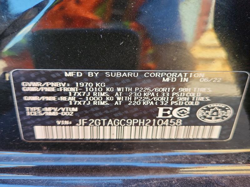 Aukcja sprzedaży 2023 Subaru Crosstrek, vin: JF2GTAGC9PH210458, numer aukcji: 69729176