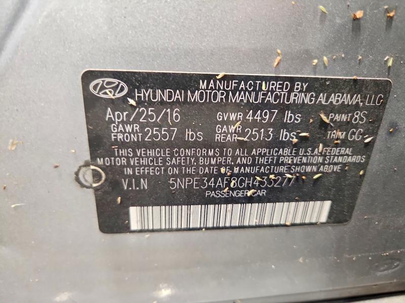 Aukcja sprzedaży 2016 Hyundai Sonata, vin: 5NPE34AF8GH433277, numer aukcji: 69516216