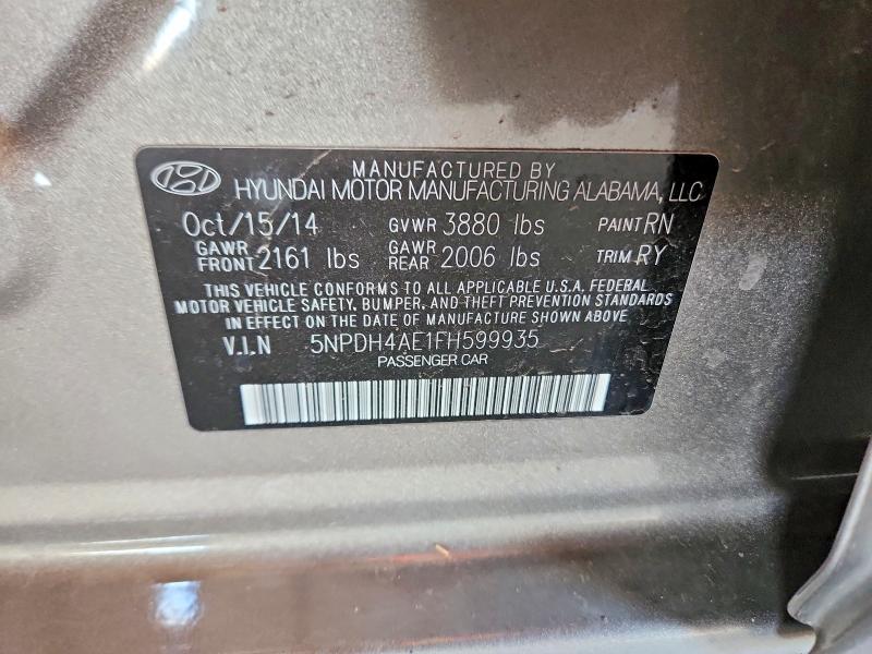 Aukcja sprzedaży 2015 Hyundai Elantra, vin: 5NPDH4AE1FH599935        , numer aukcji: 68920426