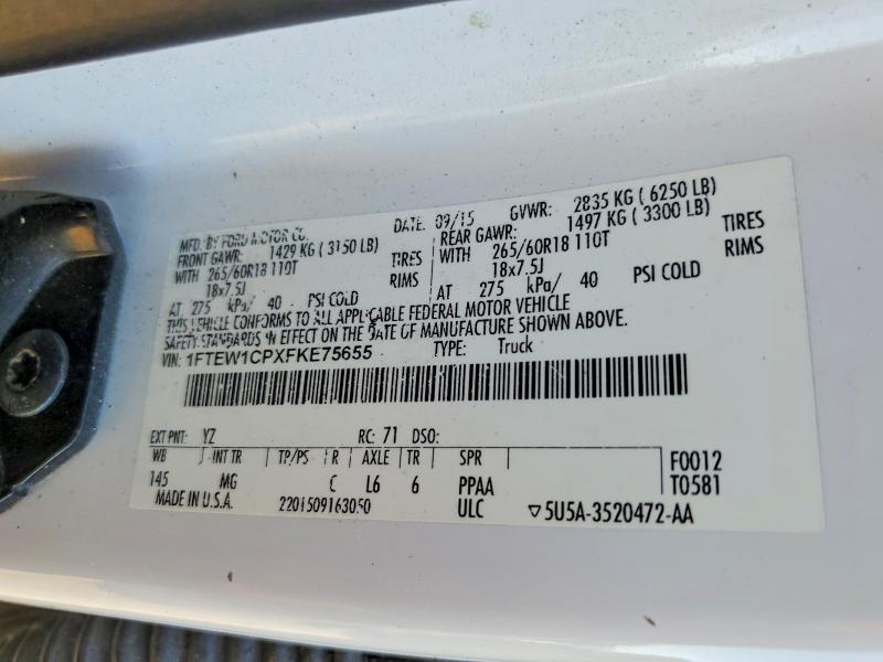 Aukcja sprzedaży 2015 Ford F150, vin: 1FTEW1CPXFKE75655, numer aukcji: 69988066