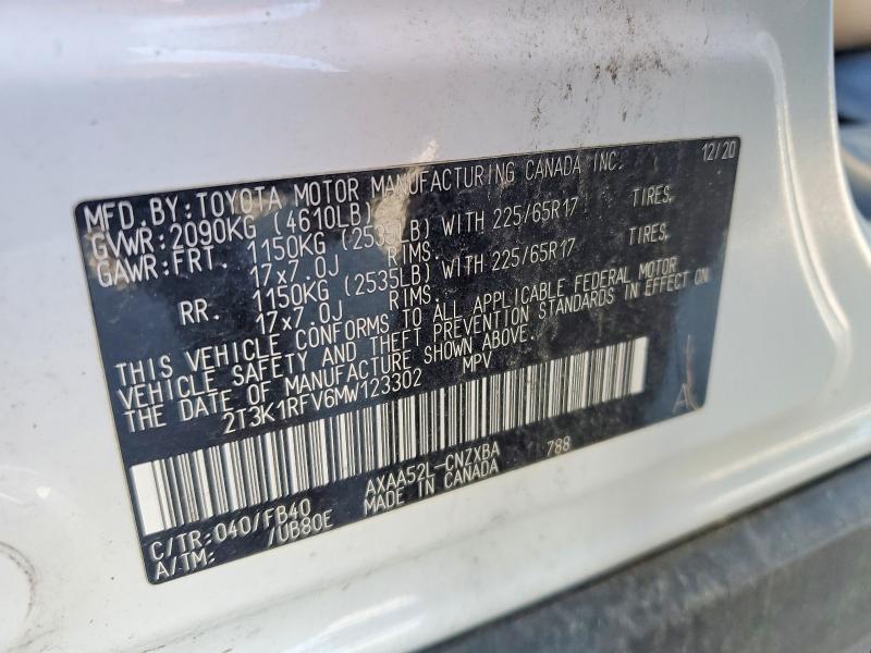 Продаж на аукціоні авто 2021 Toyota Rav4, vin: 2T3K1RFV6MW123302, номер лоту: 67323546