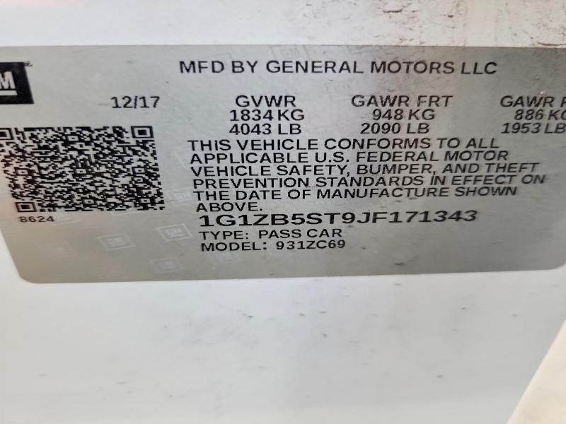 Продажа на аукционе авто 2018 Chevrolet Malibu, vin: 1G1ZB5ST9JF171343, номер лота: 70858546