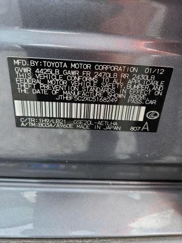 66768816 :رقم المزاد ، JTHBF5C2XC5168249 vin ، 2012 Lexus Is 250 مزاد بيع