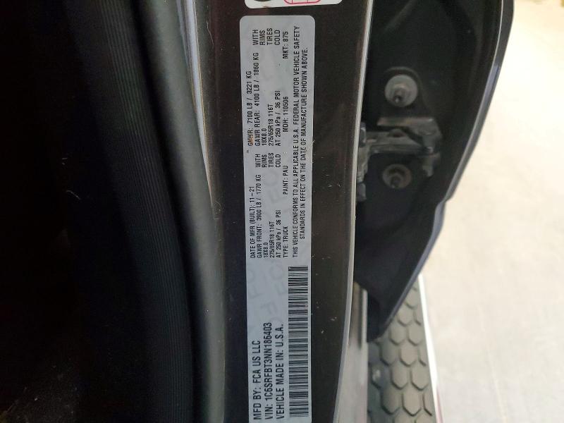 2022 Ram 1500 მანქანა იყიდება აუქციონზე, vin: 1C6SRFBT3NN186403, აუქციონის ნომერი: 68271886