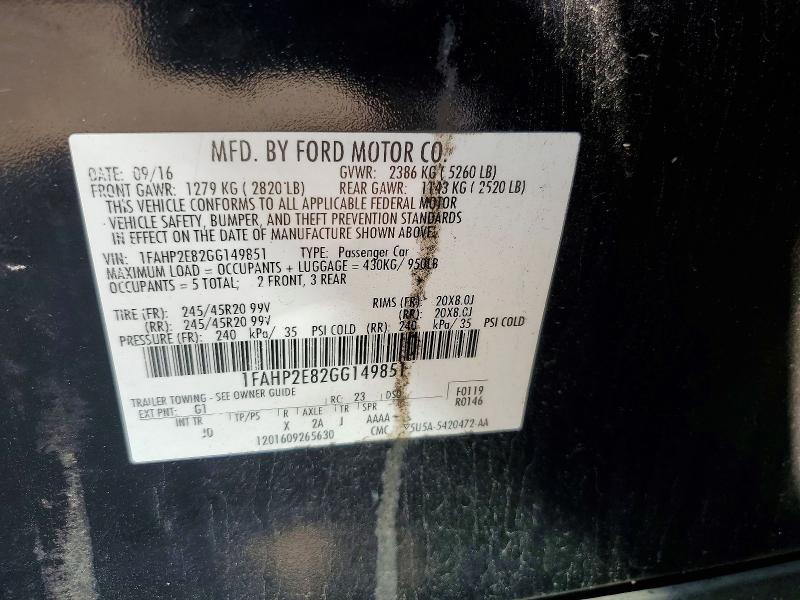 Продаж на аукціоні авто 2016 Ford Taurus, vin: 1FAHP2E82GG149851, номер лоту: 67737006