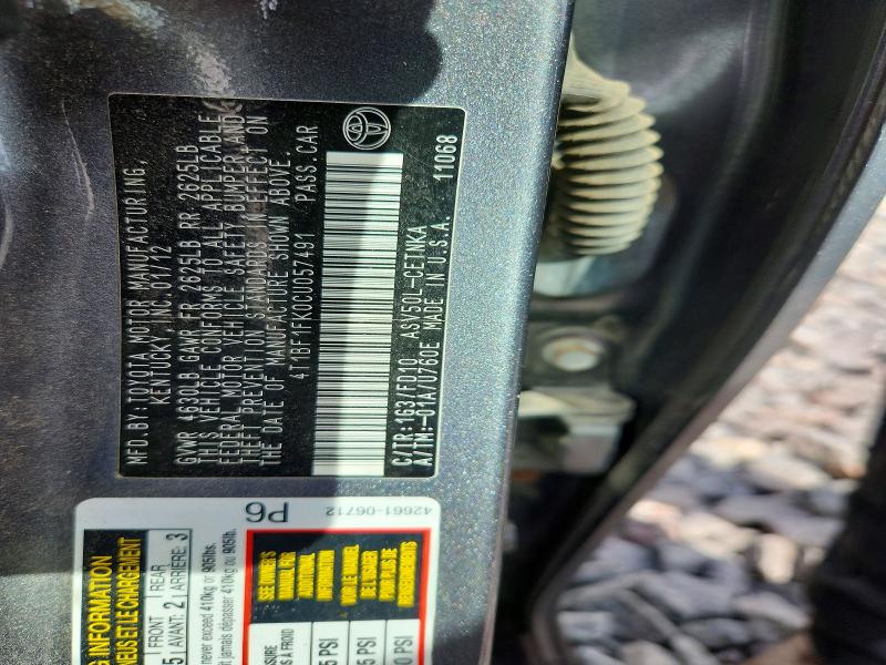 Продажа на аукционе авто 2012 Toyota Camry, vin: 4T1BF1FK0CU057491, номер лота: 69252716