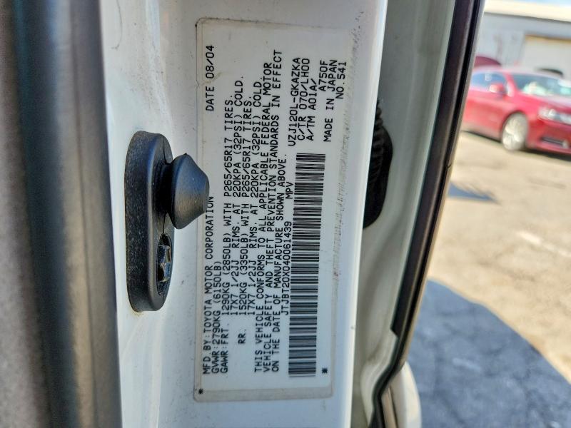 Продажа на аукционе авто 2004 Lexus Gx, vin: JTJBT20X040061439, номер лота: 68042726