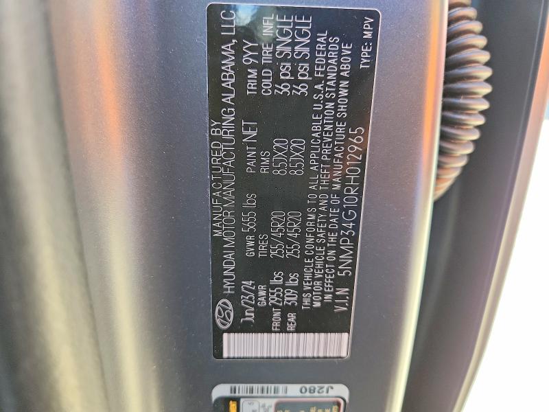 Aukcja sprzedaży 2024 Hyundai Santa Fe, vin: 5NMP34G10RH012965, numer aukcji: 69159806