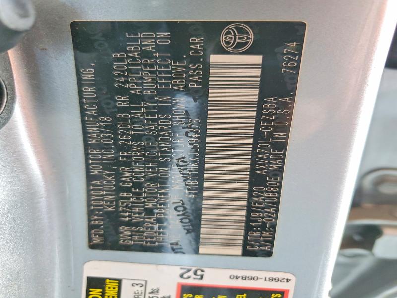 2018 Toyota Camry მანქანა იყიდება აუქციონზე, vin: 4T1B11HKXJU594376, აუქციონის ნომერი: 70478586