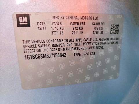 70613026 :رقم المزاد ، 1G1BC5SM6J7154842 vin ، 2018 Chevrolet Cruze مزاد بيع